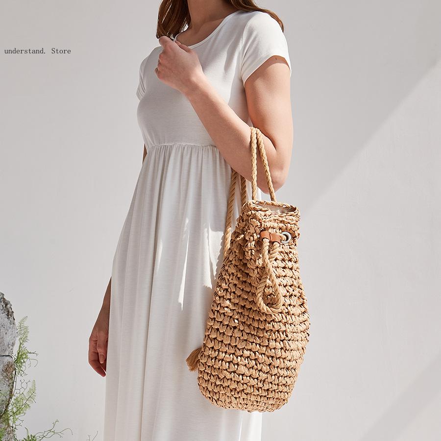 กระเป๋าสะพายไหล่ชายหาดแบบเชือก - Women'S Raffia Bags บทวิจารณ์และราคา